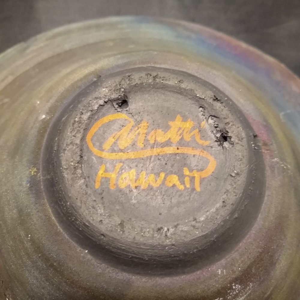 Chris Matti Raku Hawaiian Pottery Bowl HGT#1 - Picture 4 of 13